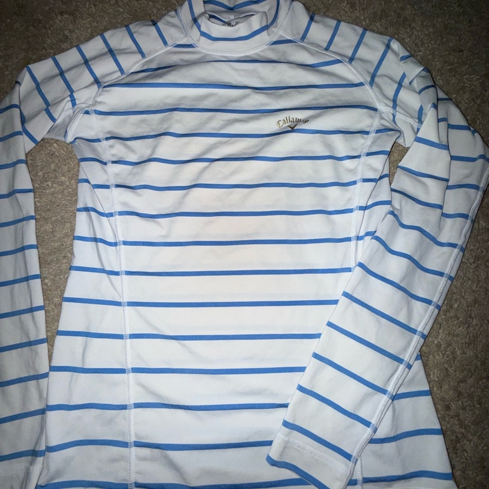 Callaway White Polo with Blue Stripes